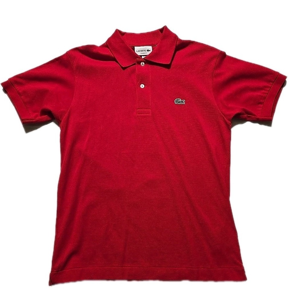 Vintage Lacoste Mens Small Red Cotton Polo Short Sleeve Shirt Preppy Golf
